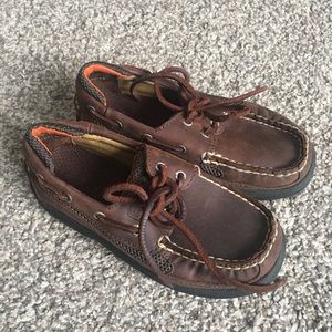 Sperry Top-Sider Kids Boys Size 10M Cutter Lace Brown Leather Boat Shoes